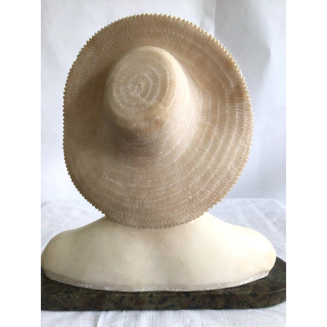 Alabaster 1940s Alabaster Bust Of A Young Woman On A Marble Base For Sale - Image 8 of 12