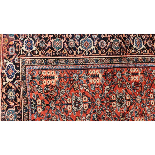 Antique Sultanabad Rug With Rich Red Field, Allover Design and Navy Blue Border 7'2 X 12'2 For Sale - Image 13 of 15