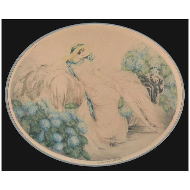 Art Deco 1929 Hydrangeas Art Deco Hand-Colored Etching and Aquatint Louis Icart For Sale - Image 3 of 9
