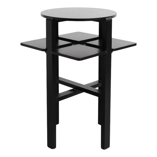 Black Lacquered Domino Side Table attributed to Charles Rennie Mackintosh, 1970s For Sale