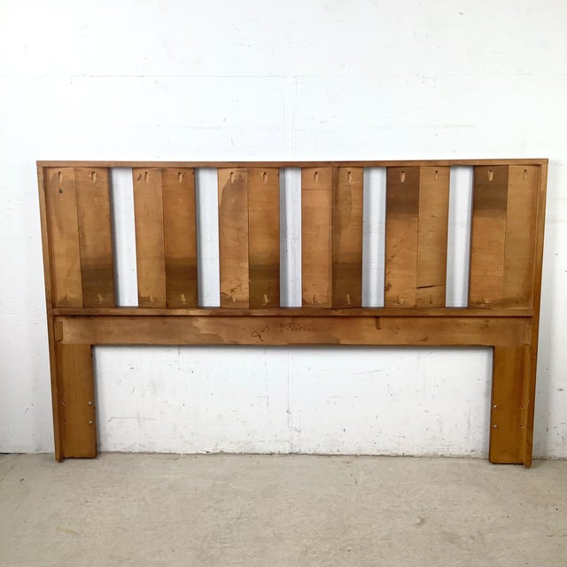 Vintage Mid-Century Modern Walnut Queen Headboard With Architectural Slat Design For Sale - Image 13 of 15