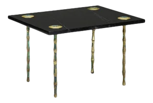 Marble and Inlaid Brass Table by Pepe Mendoza