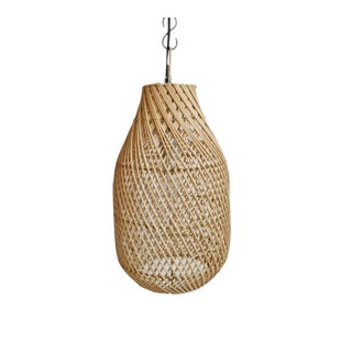 Raw Rattan Bottle Pendant Lantern Small For Sale