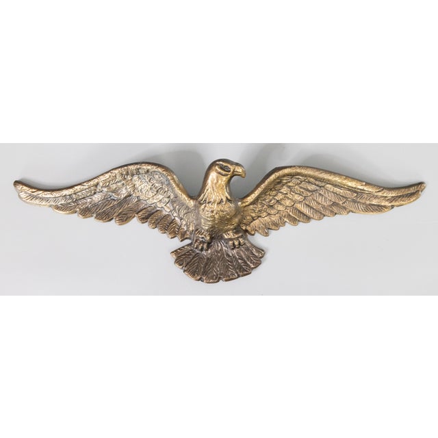 Vintage Federal American Brass Eagle Hanging Wall Plaque For Sale In Houston - Image 6 of 6