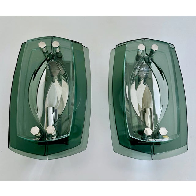 1960s Pair of Fontana Arte Style Italian Sconces For Sale - Image 5 of 12