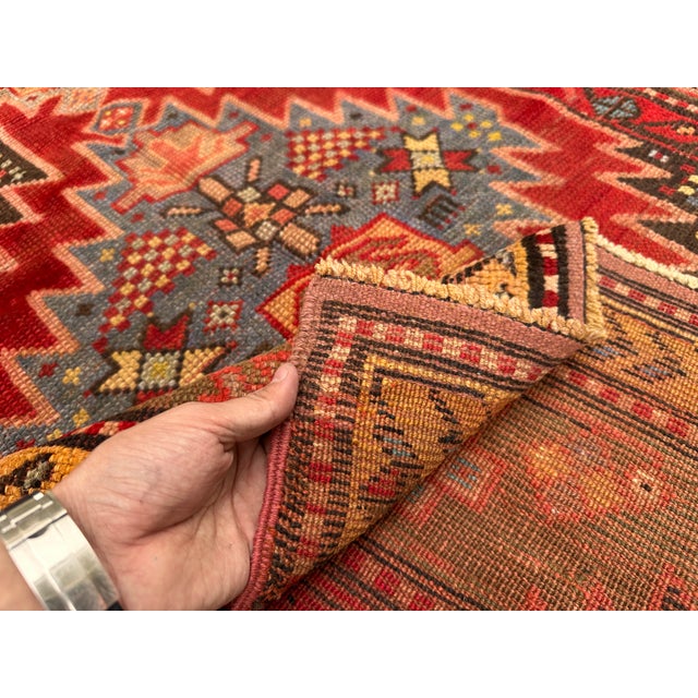 Antique Caucasian Karabagh Hand-Knotted Wool Runner - 10'3" X 3'10" For Sale - Image 13 of 15