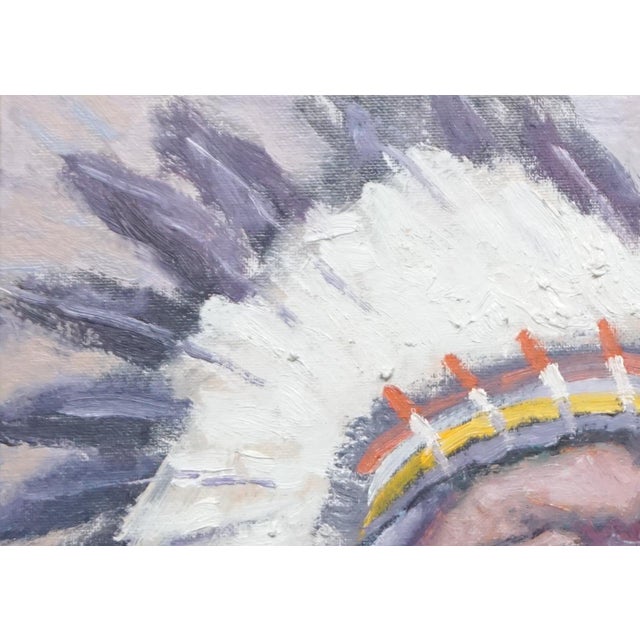 Impressionist Sean Wu Original Oil Portrait of Indian Chief For Sale - Image 3 of 5