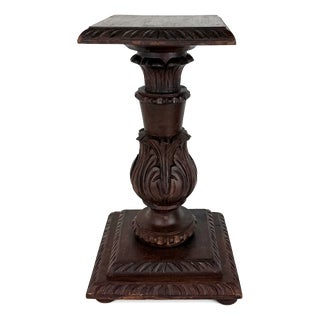 Antique Carved Wood Pedestal, 1890s For Sale