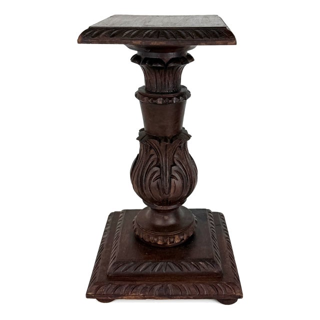 Antique Carved Wood Pedestal, 1890s For Sale