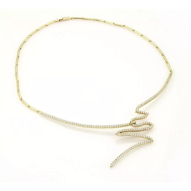 Contemporary Jose Hess 3.5ct Diamonds 14k Yellow Gold Fancy Design Necklace For Sale - Image 3 of 7