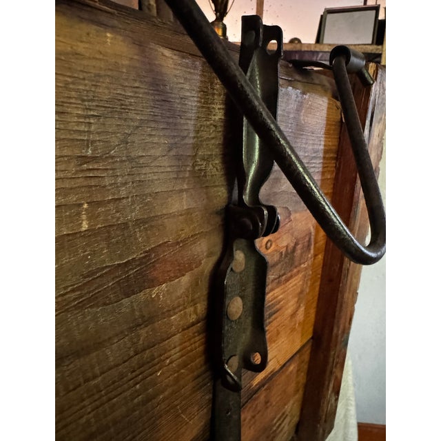 Wood Rare Antique German Wood Wine Crate W Lid, 19th Century, Industrial Metal Straps For Sale - Image 7 of 18