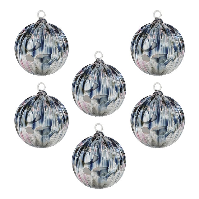 Pacific Salt Handmade Glass Ornament Set 20 point mold, Set of 6
