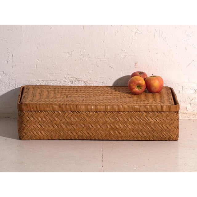 Antique Japanese Box in Woven Bamboo, Japan, 1950 For Sale - Image 8 of 11