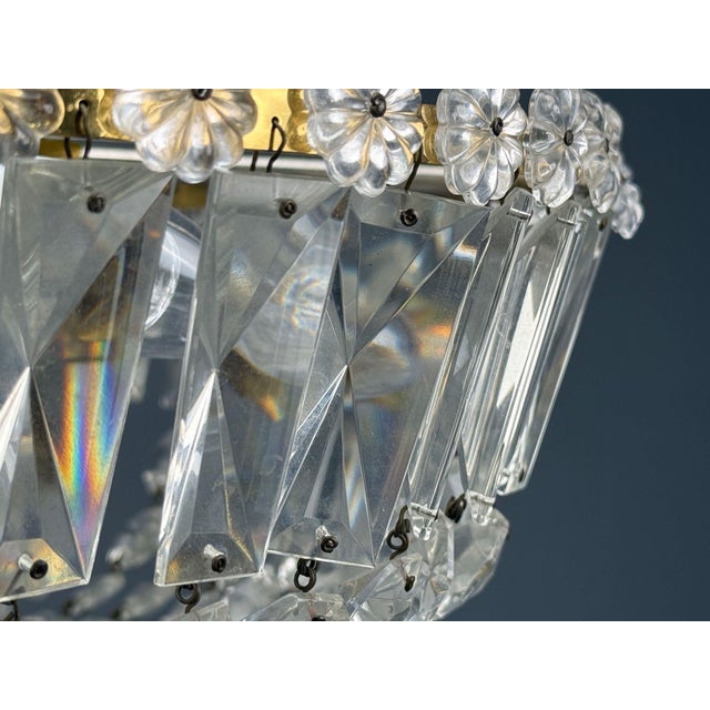 Neoclassical, Basket Pendant Light, Bronze, Crystal, France, 20th C. For Sale - Image 10 of 17