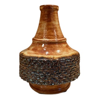 Gene Farkus Studio Pottery Glazed Ceramic Bottle-Form Vase With Textured Design For Sale