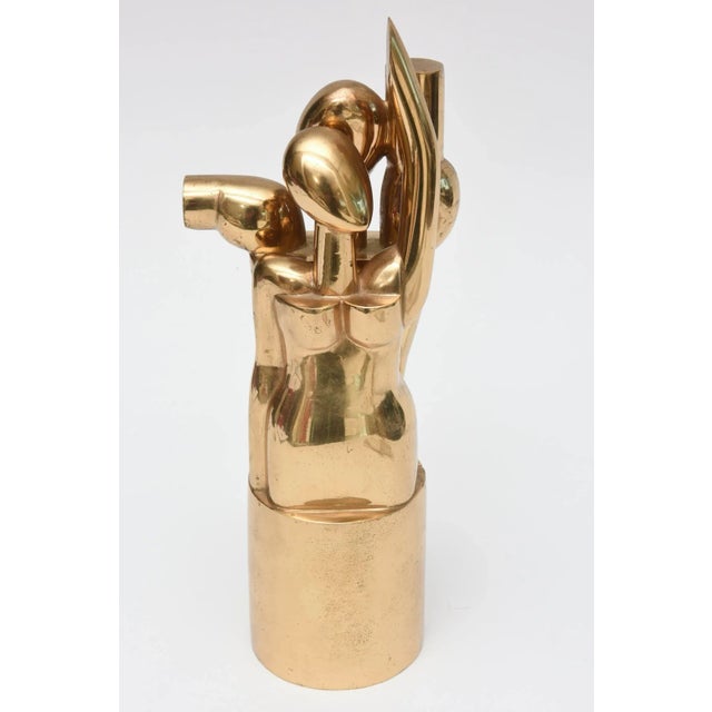 Bronze Vintage Bronze Cubist Signed Rabaey Modernist Sculpture or Bookends Man Woman Pair Of, 1977 For Sale - Image 8 of 12