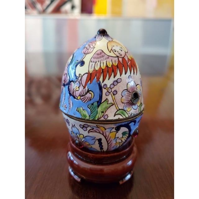 Antique Egg Shaped Enamel Jewel Box Jeweled Cabochons For Sale - Image 10 of 12