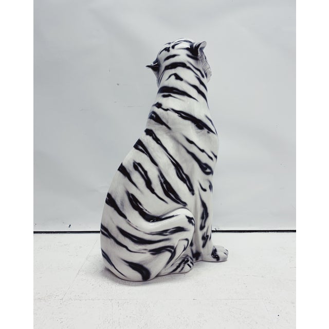 White Tiger Figurine in Ceramic by Ceramiche Boxer For Sale - Image 4 of 9