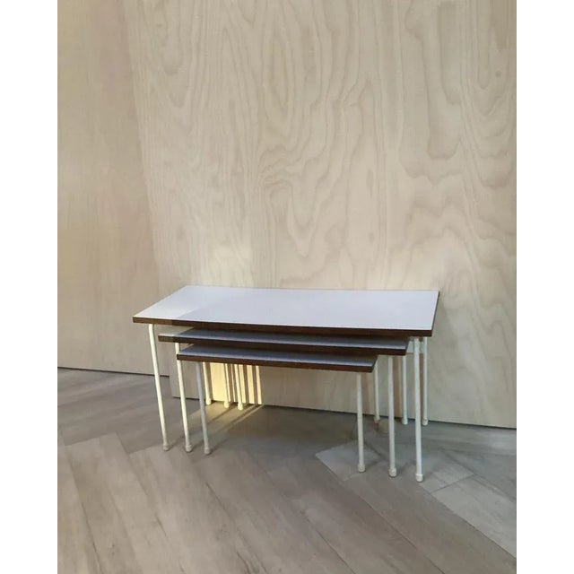 Brown Nesting Table Twello by Martin Visser for T’spectrum, 1956, Set of 3 For Sale - Image 8 of 9