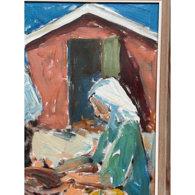 Svend Nielsen, Figures at the Fish Shed, 1950s, Oil on Canvas, Framed For Sale - Image 13 of 16