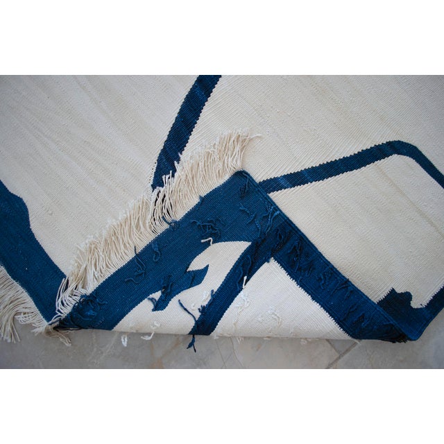 Paul Klee -Letter Ghost Inspired Silk Hand Woven Area Kilim Wall Rug 4′2″ × 6′6″ For Sale - Image 14 of 16