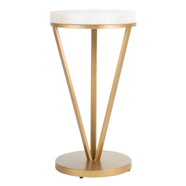 Early 21st Century Theia Marble Accent Table in White / Gold For Sale - Image 5 of 5