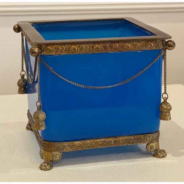 French Blue Opaline Antique Jardiniere For Sale - Image 4 of 10