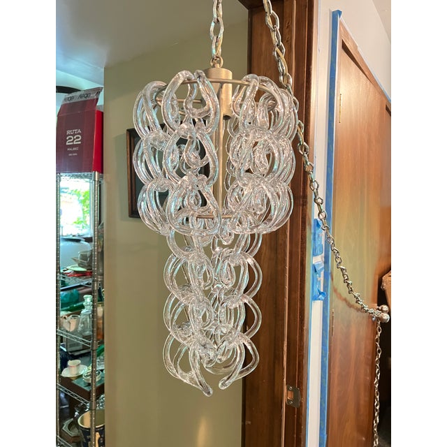 Vintage 1960s Giogali Angelo Mangiarotti Mid-Century Modern Murano Blown Glass Chain Chandelier For Sale - Image 12 of 13