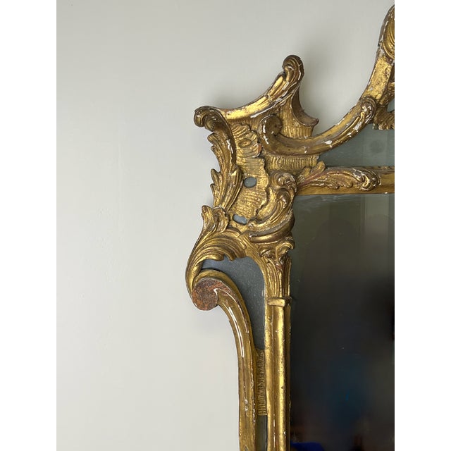 Baroque Antique Late 18th Century Italian Baroque Gilt Gesso Wall Mirror With Mirrored Openwork For Sale - Image 3 of 7