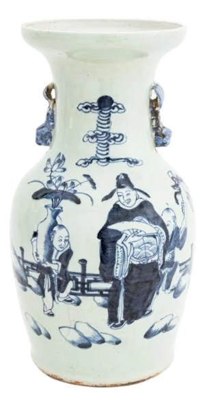 Chinese Blue & White Porcelain Baluster Vase