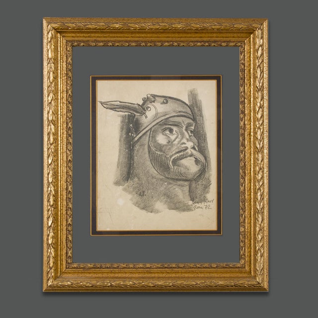 Black Modern Assen Peikov Signed Dated and Located Drawing Portrait For Sale - Image 8 of 8