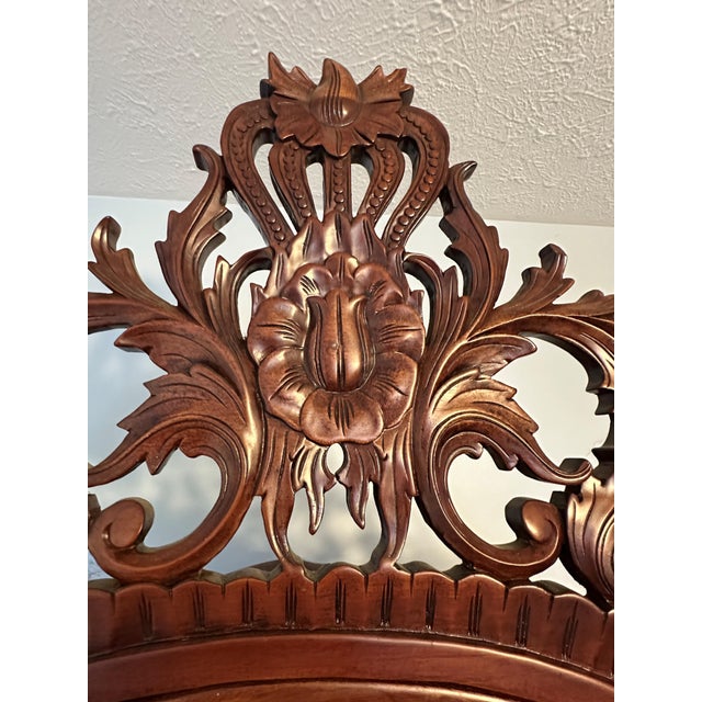 Late 20th Century Vintage Chippendale Style 3-Door Mahogany China Cabinet W/ 3 Drawers & Key For Sale - Image 5 of 11