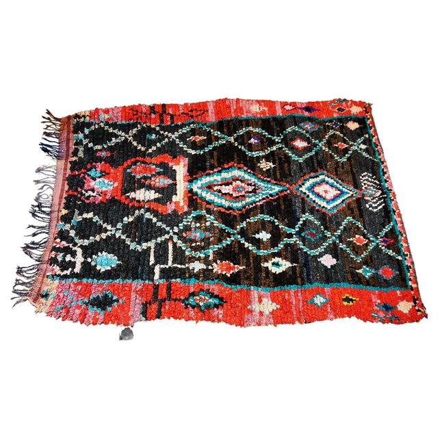 Vintage Moroccan Multicolored Hand-Knotted Berber Boucherouite Rug For Sale - Image 11 of 11