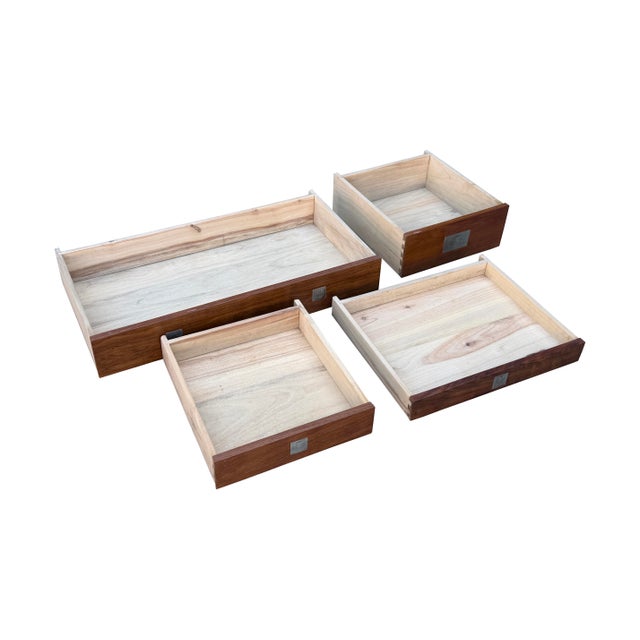 Asian Inspired Asymmetrical Light Brown Shelving Display Cabinet Divider For Sale - Image 9 of 10