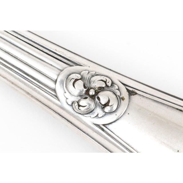 Vintage Weighted 830 Silver and Plated Steel Bladed Ornate Fish Serving Set- a Pair For Sale In New York - Image 6 of 12