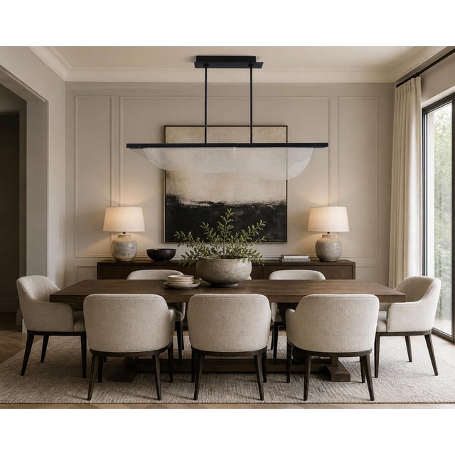 Modern Sean Lavin "Nyra" Linear Pendant for Visual Comfort, Black Metal & Acrylic For Sale - Image 3 of 17