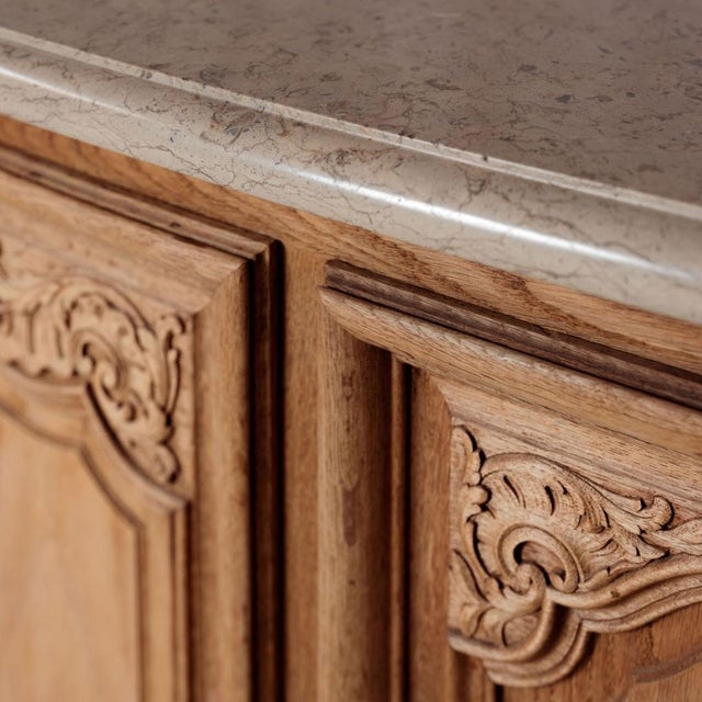 1940s French Oak Sideboard With Marble Top by Christian Krass For Sale In Birmingham - Image 6 of 12