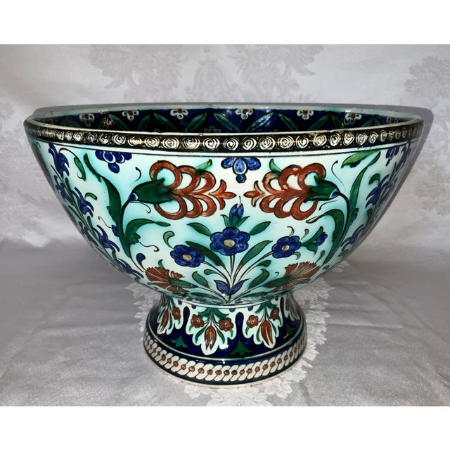 Late 19th Century Large Cantagalli Iznik Style Footed Bowl / 19th Century, Italy For Sale - Image 5 of 12
