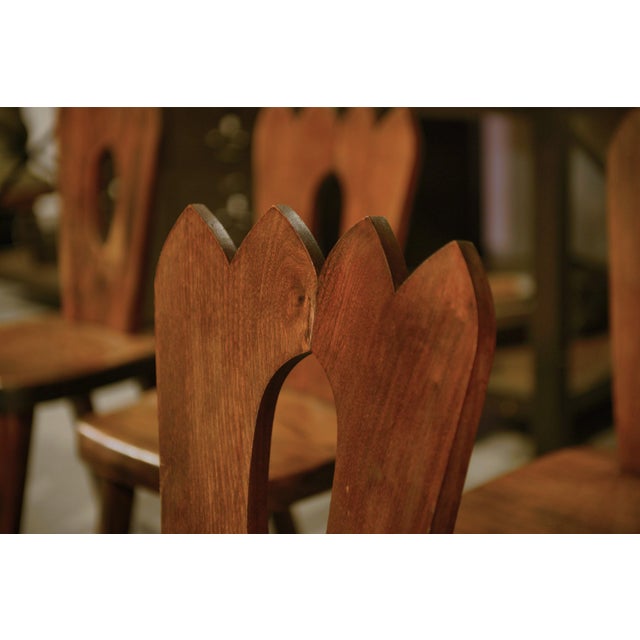 Brown Brutalist Chairs in Elm from Aranjou, 1950s, Set of 8 For Sale - Image 8 of 14