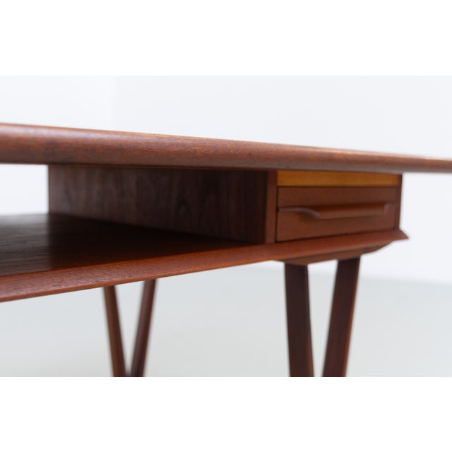 Brown Danish Modern Teak Coffee Table with Drawers and V-Legs by E. W. Bach, 1960s For Sale - Image 8 of 18