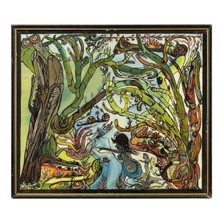 Unknown, Naive Abstract Landscape Folk Art 20th Century For Sale