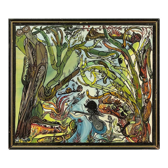 Unknown, Naive Abstract Landscape Folk Art 20th Century For Sale