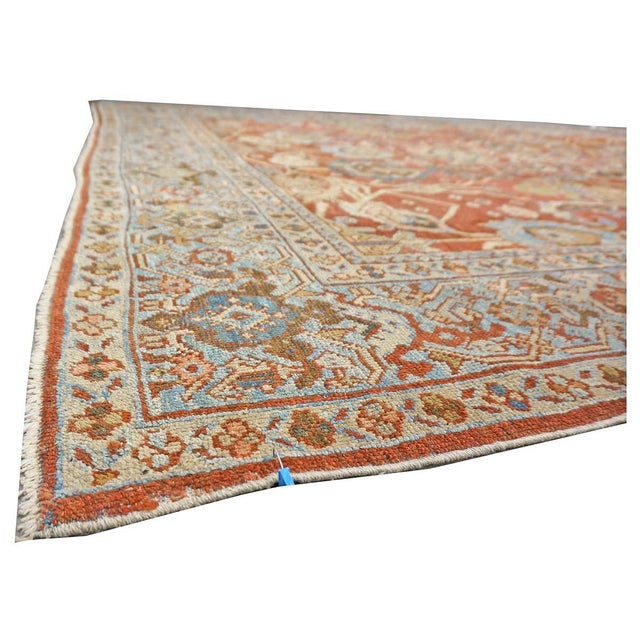 Antique Persian Sultanabad Wool 9 x 12 Rust, Navy & Ivory Handmade Area Rug #1140095 For Sale - Image 11 of 12