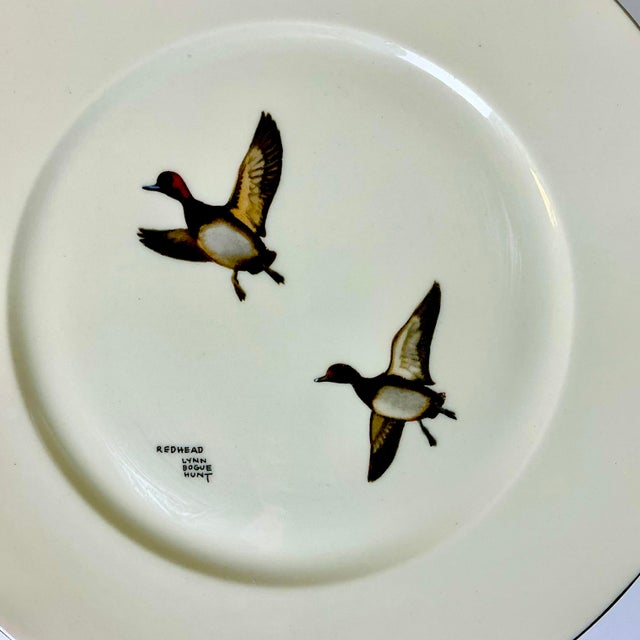 Ivory 1950s Vintage Americana Adirondack Arts & Crafts Fowl Game Birds Dinner Plates - Set of 12, Lynn Bogue Hunt For Sale - Image 8 of 16