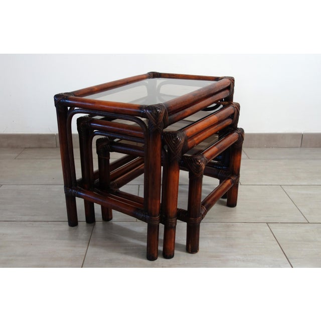 Vintage Rattan Nesting Tables, 1960s, Set of 3 For Sale - Image 17 of 17