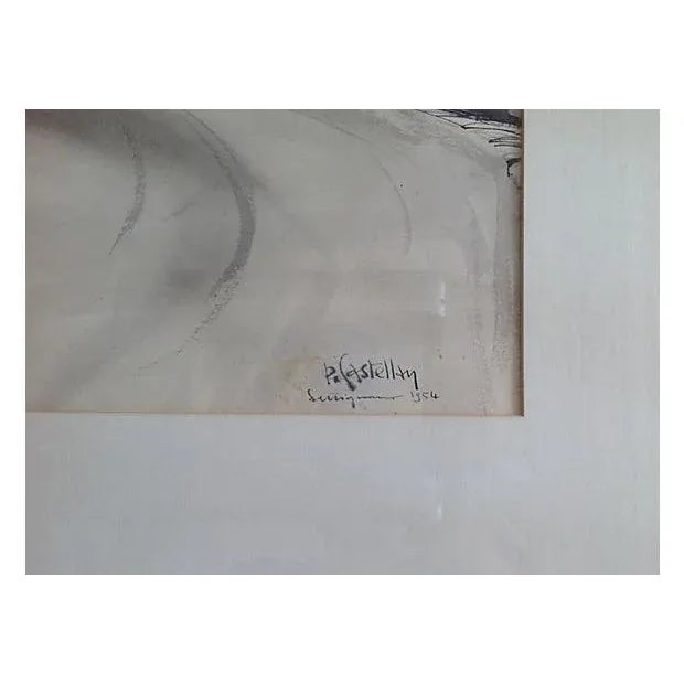 1950s Vintage C.1954 Italian Artist Paride Castellan Ink Painting For Sale - Image 5 of 5