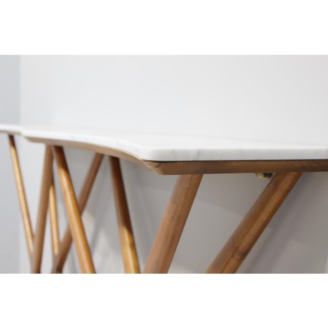 Large Console Table with Double X-Shaped Carrara Marble Top from Studio B.B.P.R, 1950s For Sale - Image 9 of 11