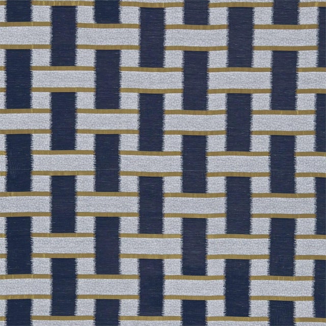 Harlequin Saki Fabric in Indigo/Ochre - a Sample For Sale