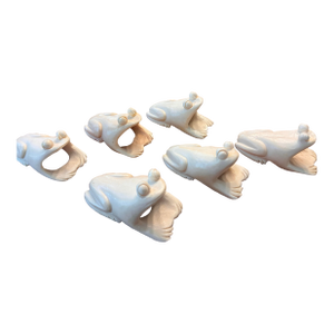 Mid 20th Century Hand Carved Bone Frog Napkin Rings Asia - Set of 6