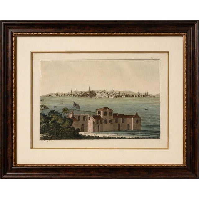 Title: Boston Harbor View from Castle William, Hand-Colored Aquatint by Fumagalli, 1827 : An original hand-colored...